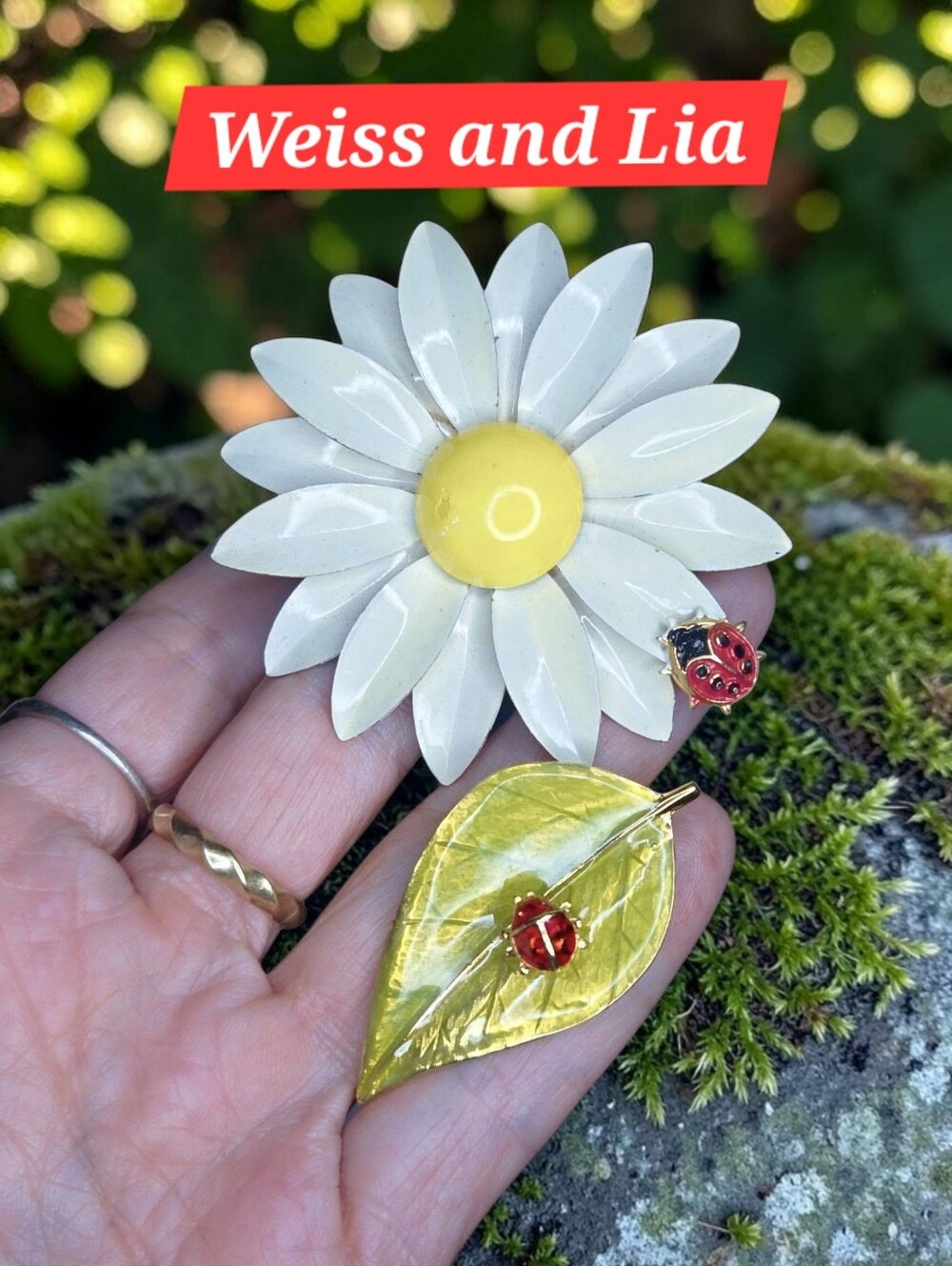 2 Vintage Designer Ladybug Brooches